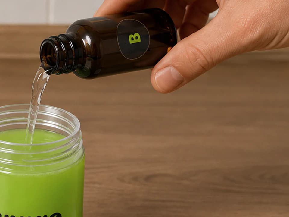 Component B being poured into container A